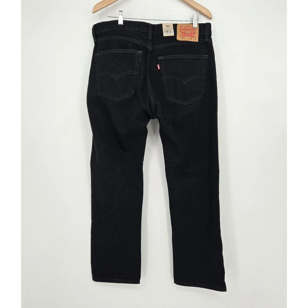 NWT Levis 505 Denim Jeans Mens 36x30 Regular Fit Straight Leg Black 100%‎ Cotton